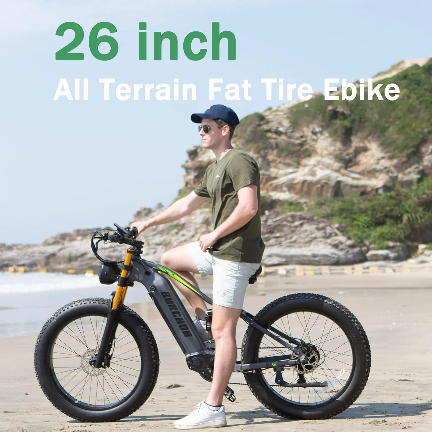 1000W/2000W Dual Motor Electric Bike Adult, 48V 30Ah/20Ah Battery, 26'' Fat Tire Full Suspension Ebike, 30MPH Dual Hydraulic Disc Brakes, 120Miles Off Road Mountain Beach Ebike, UL Certified