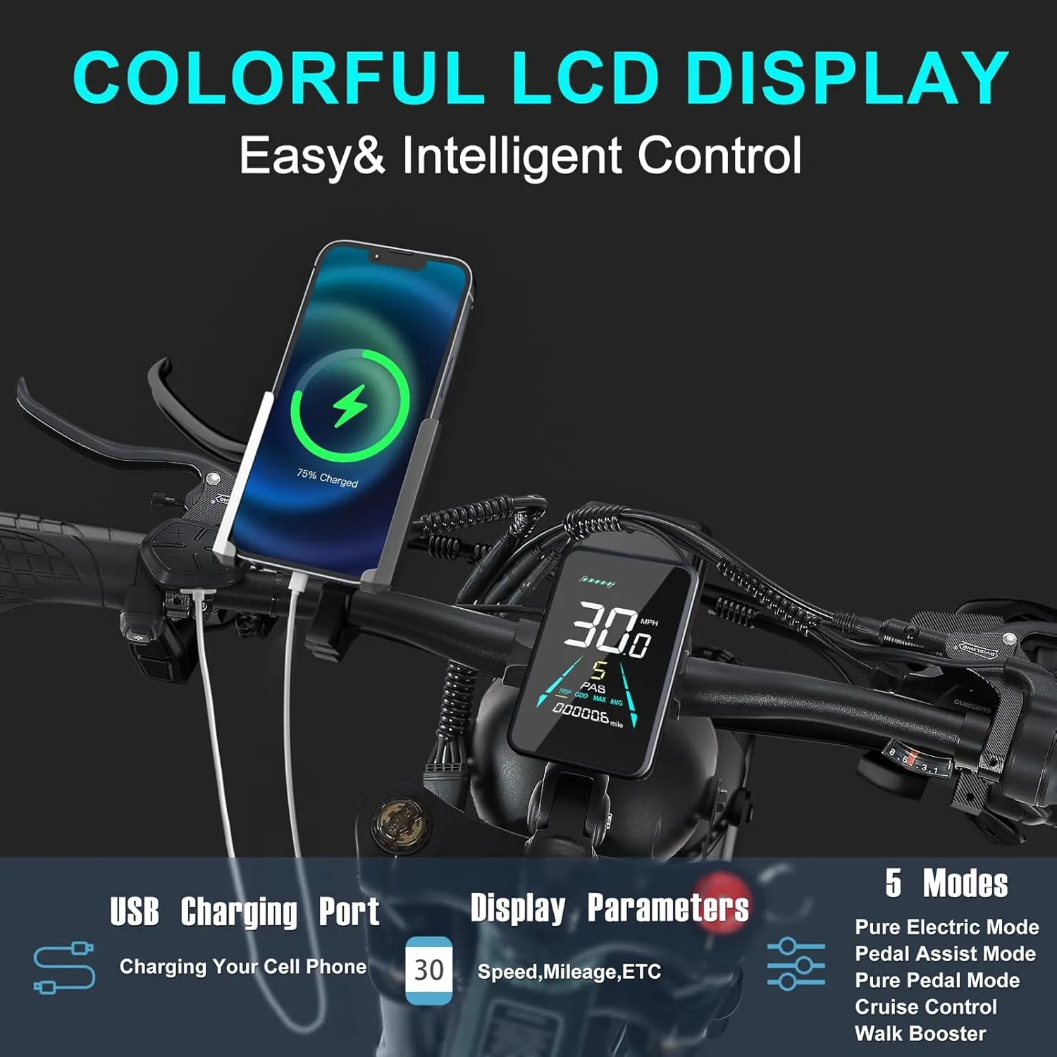 1000W/2000W Dual Motor Electric Bike Adult, 48V 30Ah/20Ah Battery, 26'' Fat Tire Full Suspension Ebike, 30MPH Dual Hydraulic Disc Brakes, 120Miles Off Road Mountain Beach Ebike, UL Certified