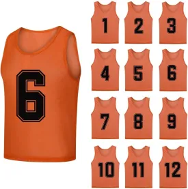 12 Pack??-12??Numbered Pinnies/Soccer Training Bibs/Basketball Jerseys for Kids,Youth and Adults