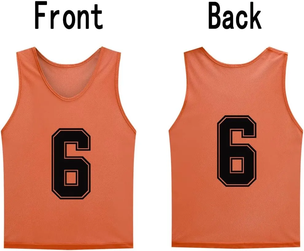 12 Pack??-12??Numbered Pinnies/Soccer Training Bibs/Basketball Jerseys for Kids,Youth and Adults