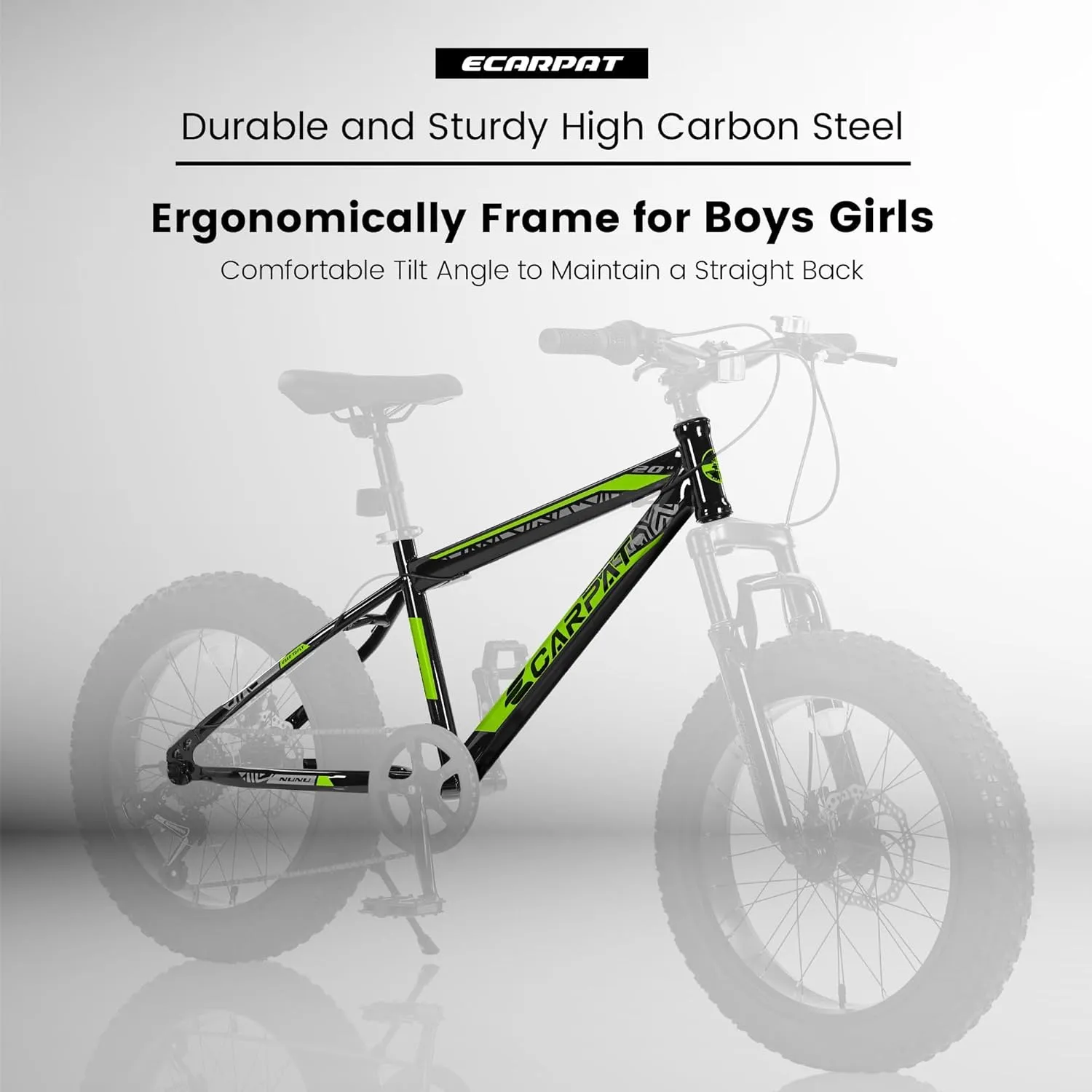 20 inch Kids Bike with 4" Wide Fat Tire Wheel, Boys Bikes Ages 8-12 with Double Disc Brakes, 7-Speed Kids' Bicycles City Snow Beach Mountain Bike for Boys Girls