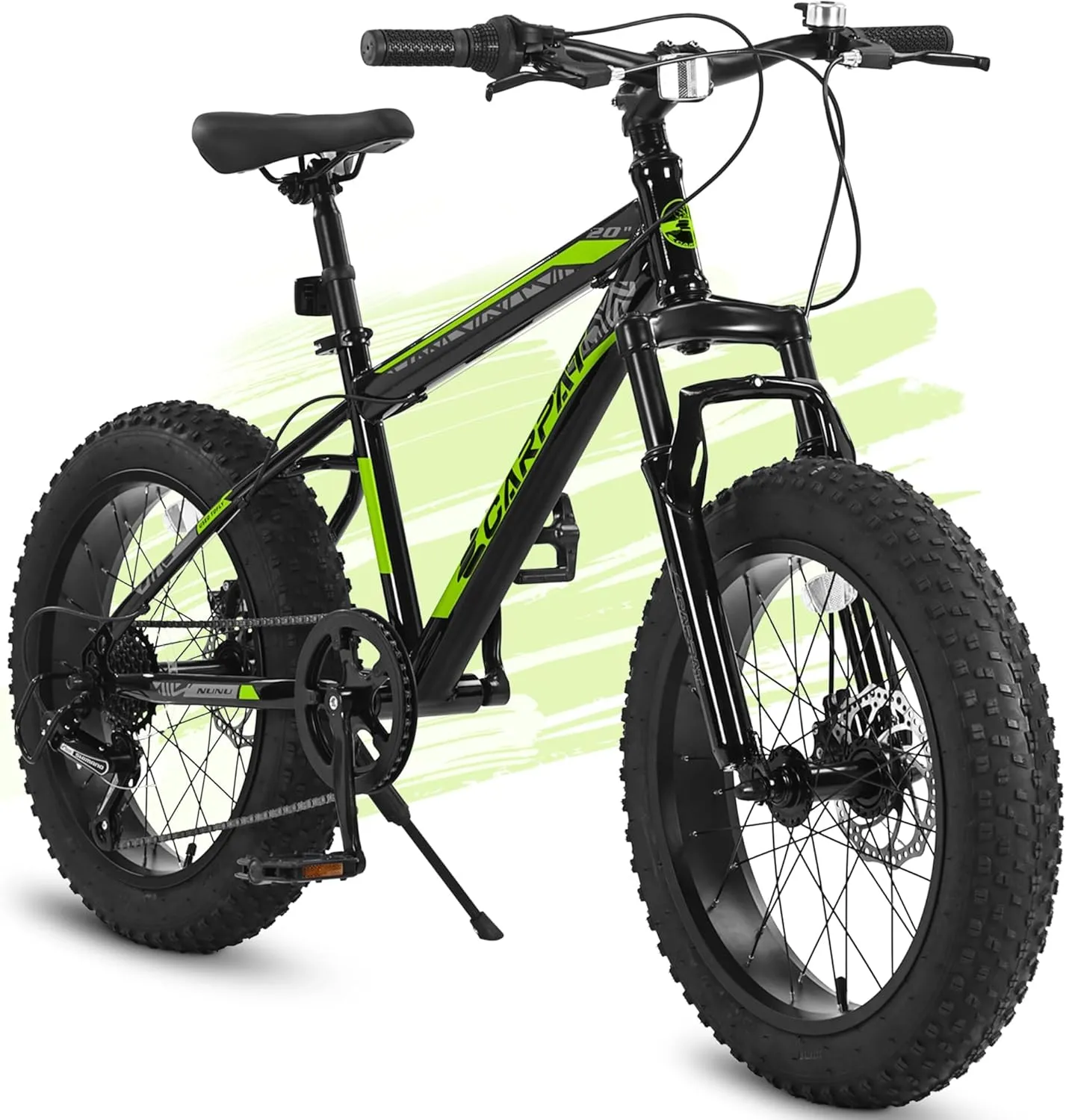 20 inch Kids Bike with 4" Wide Fat Tire Wheel, Boys Bikes Ages 8-12 with Double Disc Brakes, 7-Speed Kids' Bicycles City Snow Beach Mountain Bike for Boys Girls