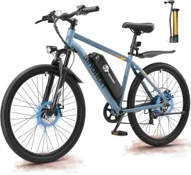 26" Electric Bike for Adults with 500W Brushless Motor, 375Wh Removable Battery, 7-Speed Gears, Front Suspension, 37  Miles Range, 20MPH Top Speed