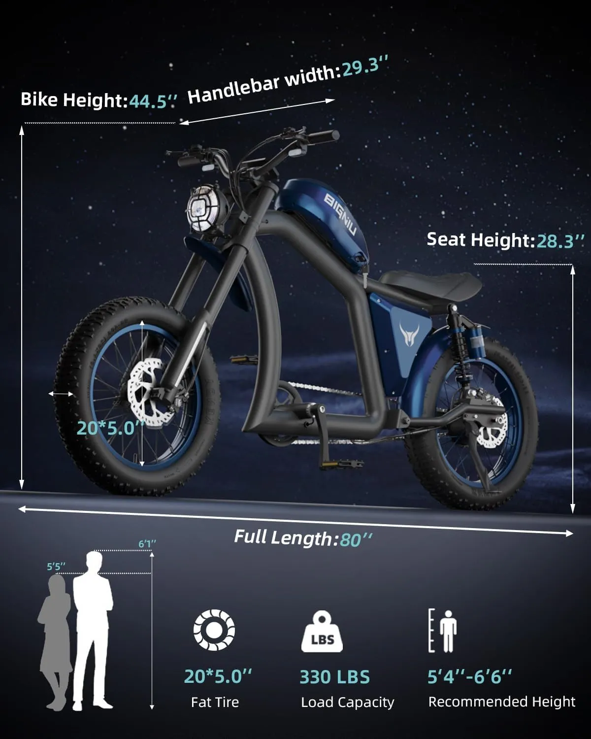 BG-X Electric Bike for Adults 1500W Brushless Motor with 48V/31.5Ah Battery, 34  MPH Up to 40 Miles Range 20" *5" Fat TireFront/Rear Turn Signal, Dual Suspension