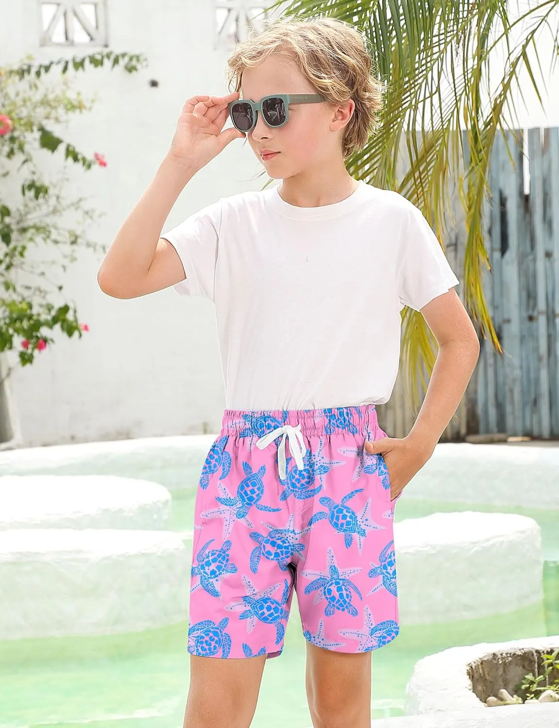 Boys Swim Trunks with Compression Liner for 6-20 Years Kids Quick Dry Bathing Suit