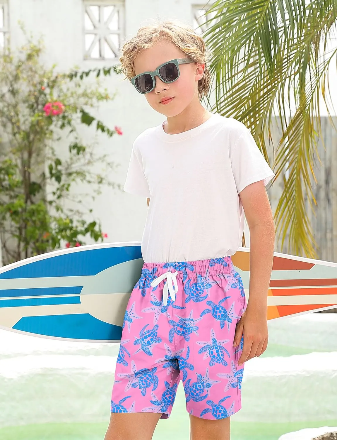 Boys Swim Trunks with Compression Liner for 6-20 Years Kids Quick Dry Bathing Suit