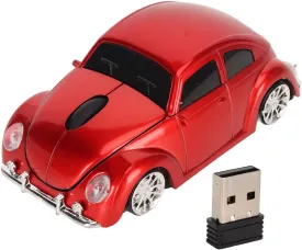 Car Mouse, Cool 3D Sport Car Shape Ergonomic Optical Mice, 2.4GHz USB Computer with LED Headlamp, Auto Sleep, for PC Laptop Computer Women Small Hands (Red)