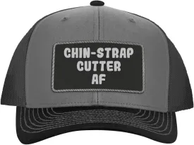 Chin-Strap Cutter AF - Leather Black Patch Engraved Trucker Hat