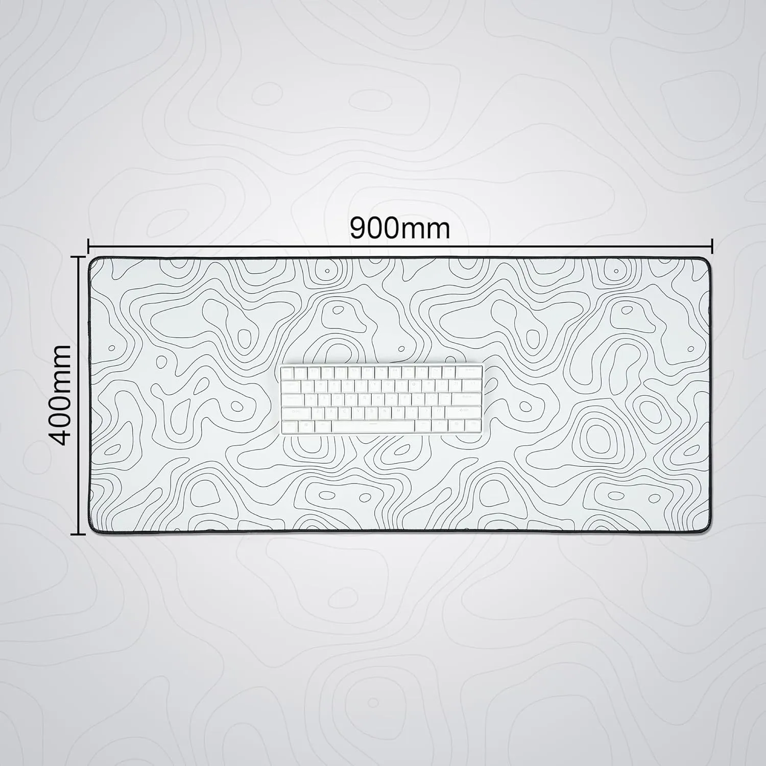 dagaladoo Topographic map XXL White Mousepad Rubber mat Desk pad Gaming Extended Stitched Non-Slip Base Waterproof Laptop PC Computer Keyboard mat for School/Office/Home(Size:35.4x15.7in)
