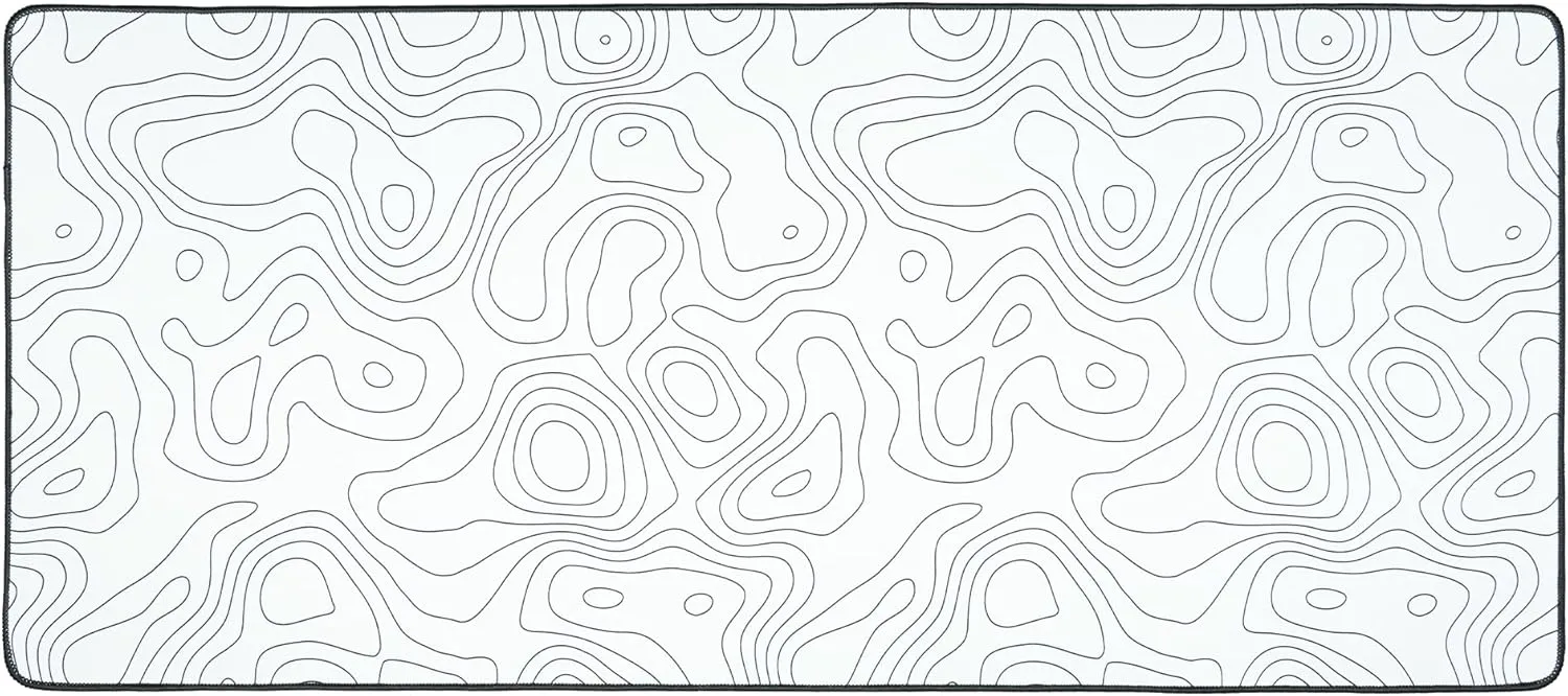 dagaladoo Topographic map XXL White Mousepad Rubber mat Desk pad Gaming Extended Stitched Non-Slip Base Waterproof Laptop PC Computer Keyboard mat for School/Office/Home(Size:35.4x15.7in)