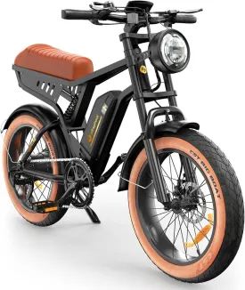 Electric Bike Adults 750/1500W Ebike 20/28MPH, 55-75 Miles Electric Motorcycle with 10.4/13AH Battery, 20" Fat Tire Electric Dirt Bike 7-Speed E-Bike Full Suspension, /  