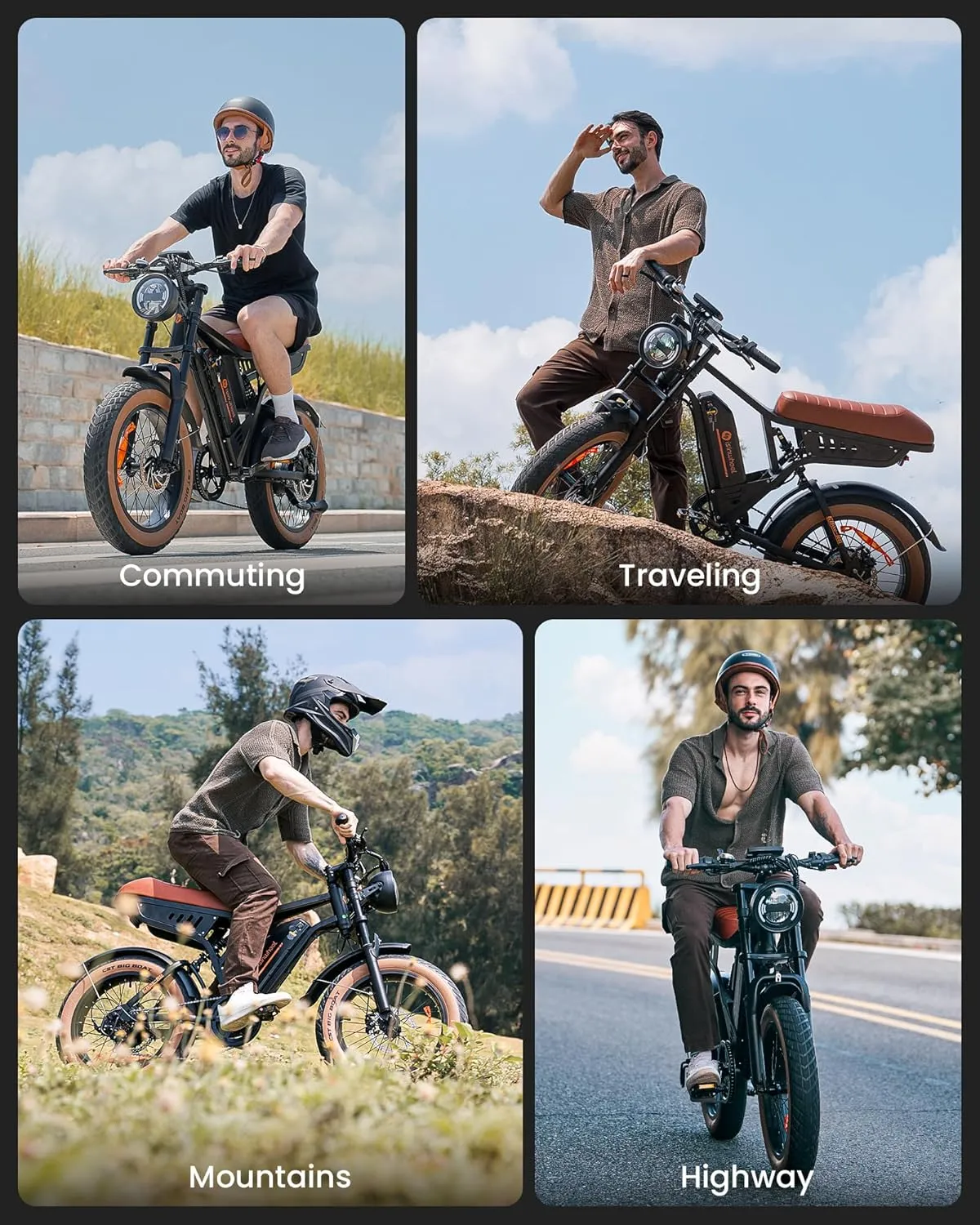 Electric Bike Adults 750/1500W Ebike 20/28MPH, 55-75 Miles Electric Motorcycle with 10.4/13AH Battery, 20" Fat Tire Electric Dirt Bike 7-Speed E-Bike Full Suspension, /  