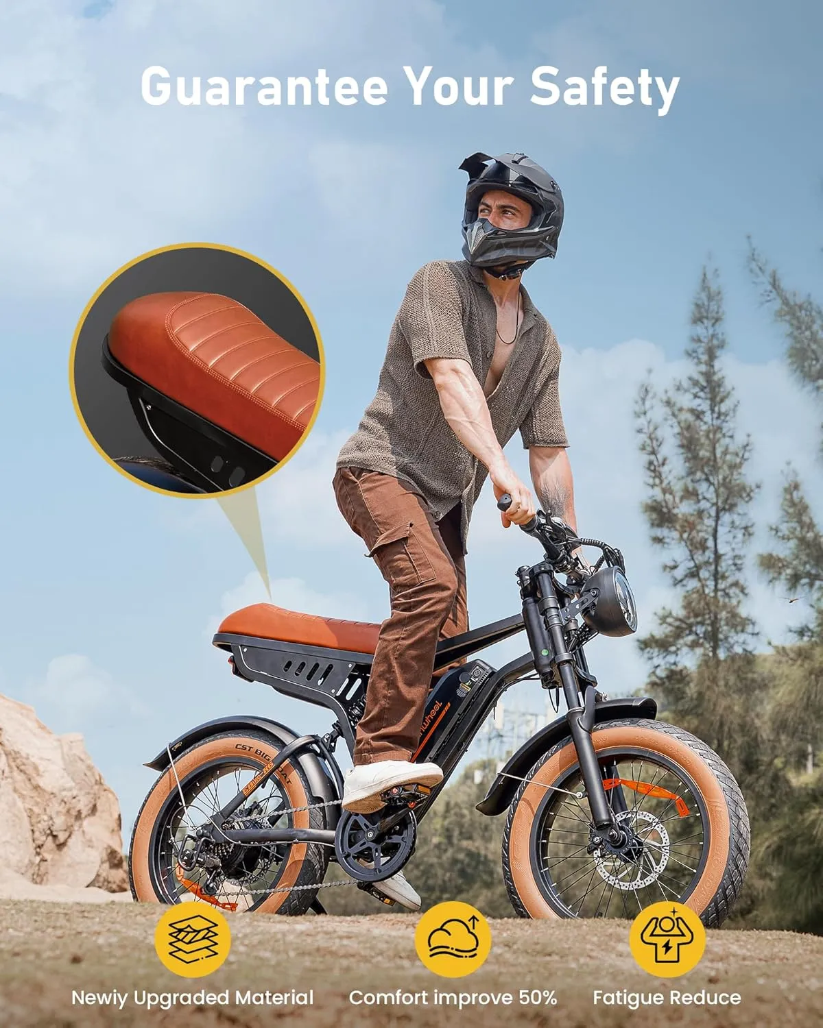 Electric Bike Adults 750/1500W Ebike 20/28MPH, 55-75 Miles Electric Motorcycle with 10.4/13AH Battery, 20" Fat Tire Electric Dirt Bike 7-Speed E-Bike Full Suspension, /  