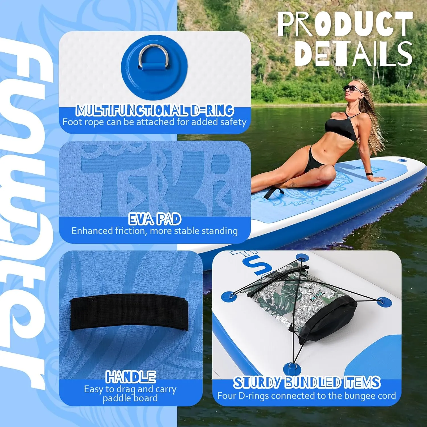 FunWater Inflatable Ultra-Light Stand Up Paddle Board for All Skill Levels with Premium SUP Paddleboard Accessories,Non-Slip Comfort Deck for Youth & Adults