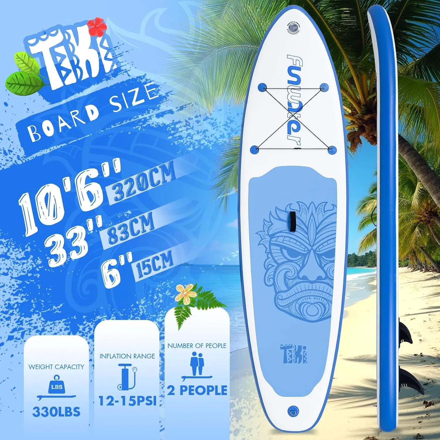FunWater Inflatable Ultra-Light Stand Up Paddle Board for All Skill Levels with Premium SUP Paddleboard Accessories,Non-Slip Comfort Deck for Youth & Adults
