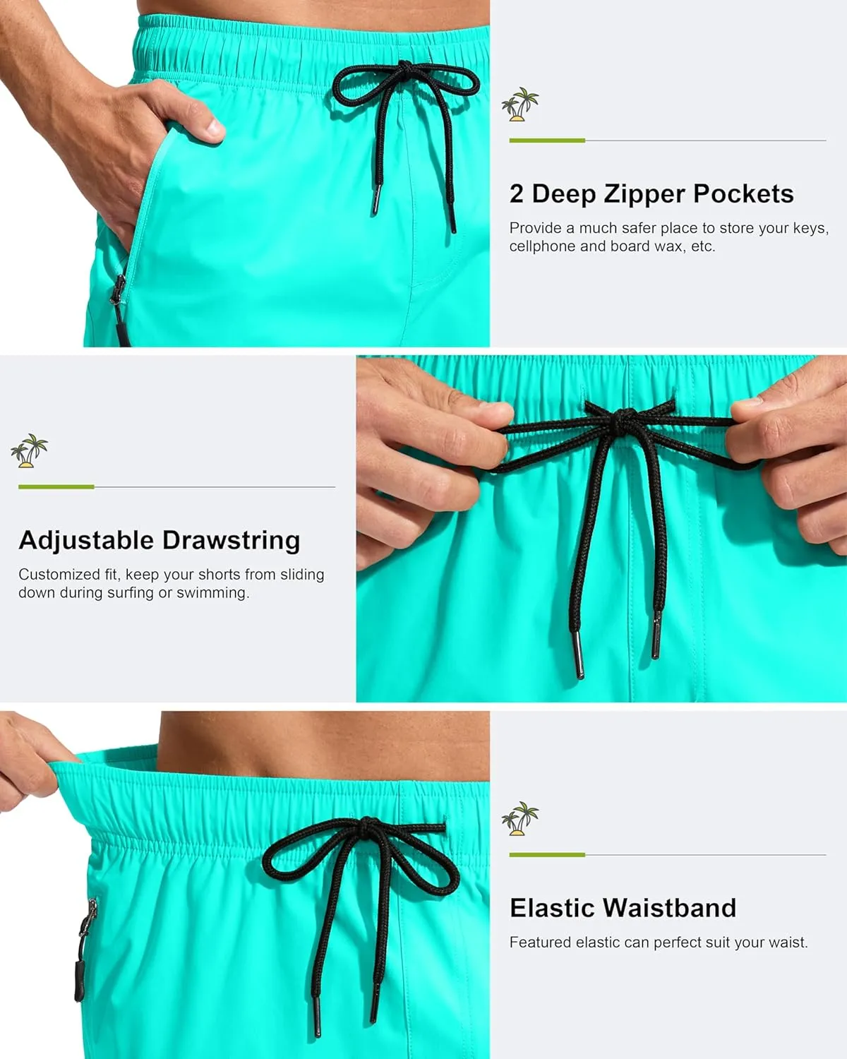 G Gradual Men's Swim Trunks 9" Quick Dry Swimming Board Shorts with Zipper Pockets Swimwear Bathing Suit for Men No Liner