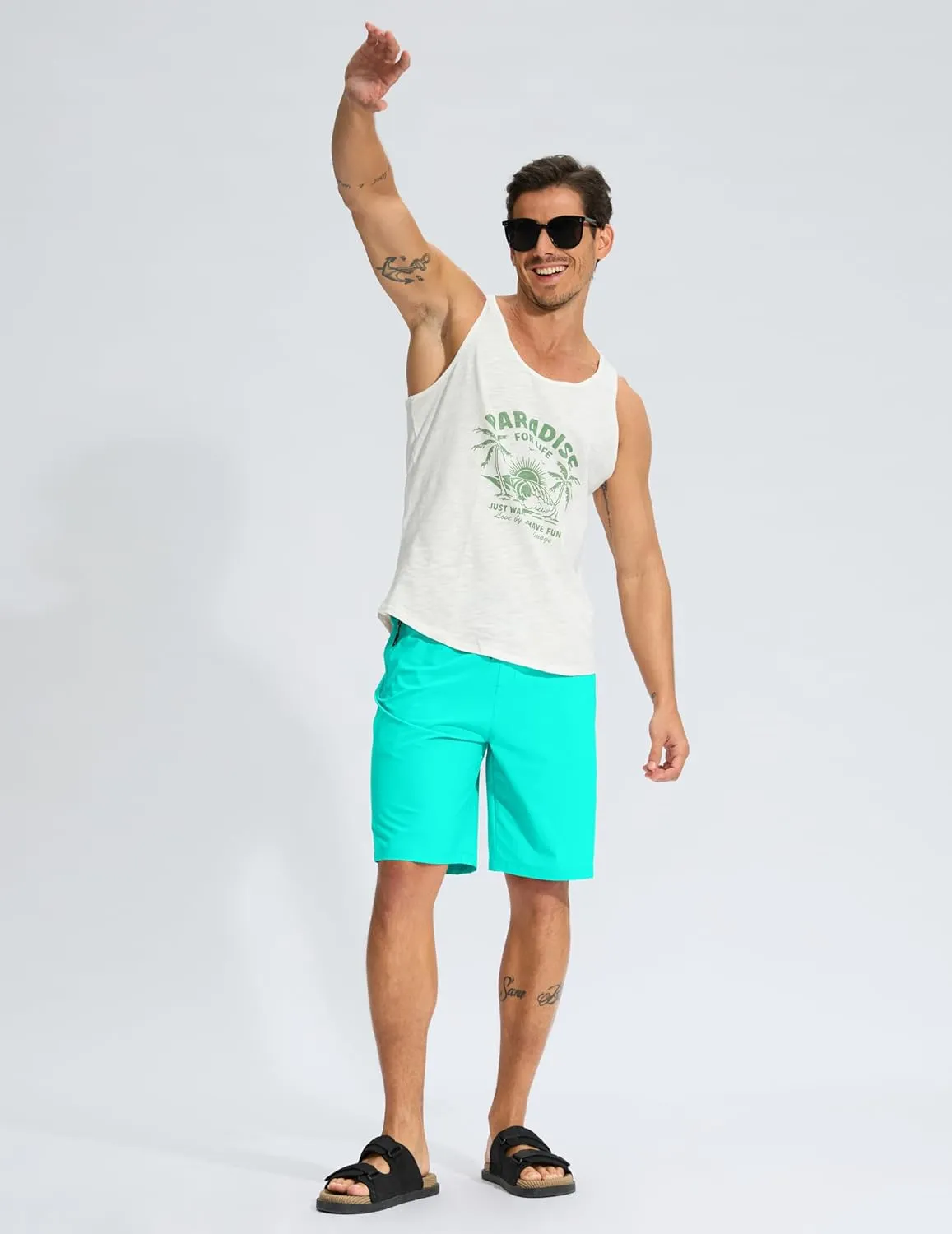 G Gradual Men's Swim Trunks 9" Quick Dry Swimming Board Shorts with Zipper Pockets Swimwear Bathing Suit for Men No Liner