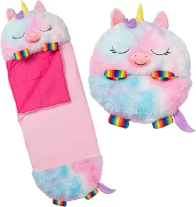 Happy Nappers: Pillow & Sleepy Sack: Medium - Rainbow Unicorn - 54 x 20, Plush Animal Character, 2-in-1 Pillow Sleeping Bag, Play, Kids Ages 3 