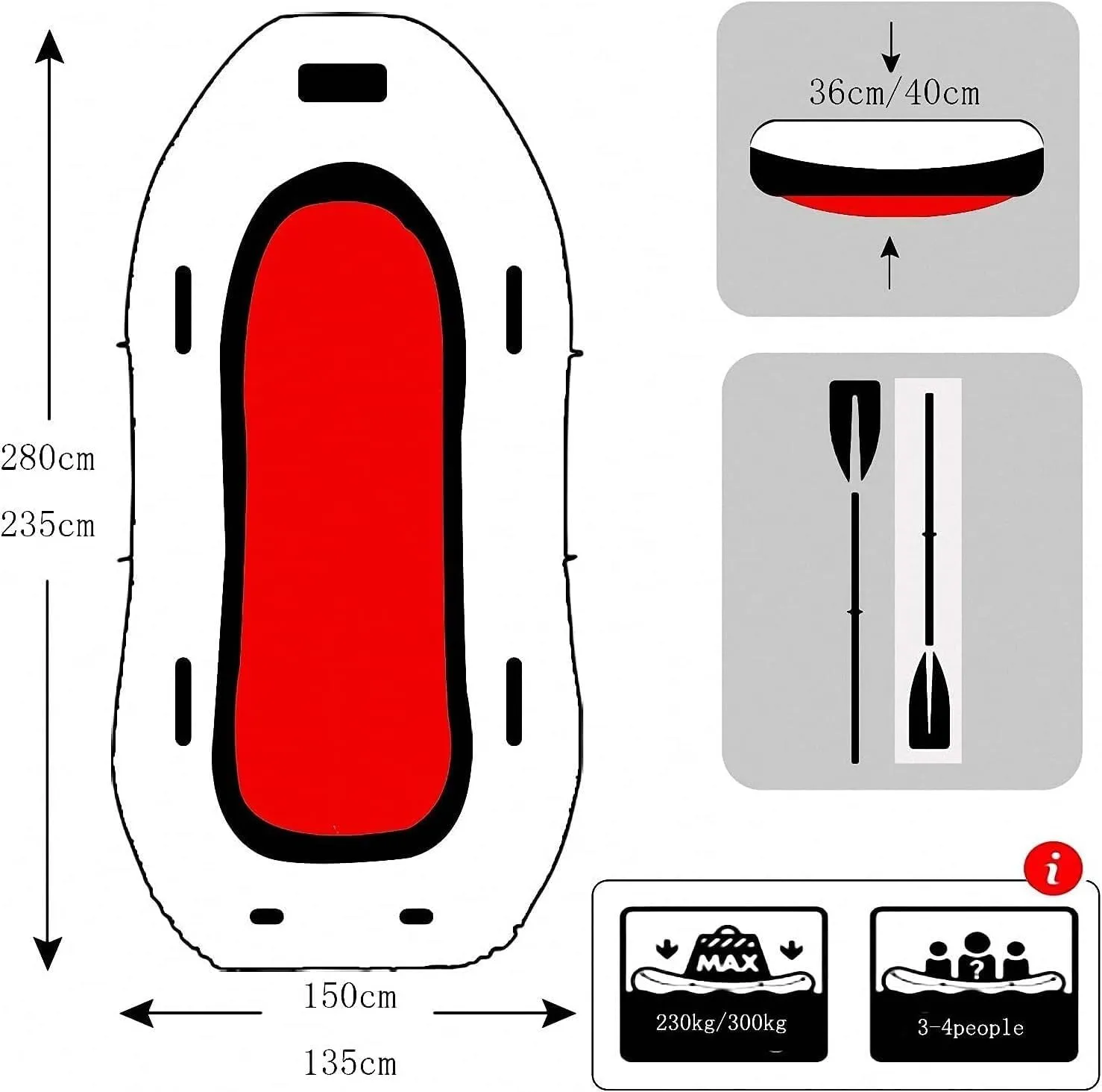 Kayak Inflatable Boat for Adults, Thicken Inflatable Raft Rubber Boat, Thickened Fishing Nflatable Boat, Rafting