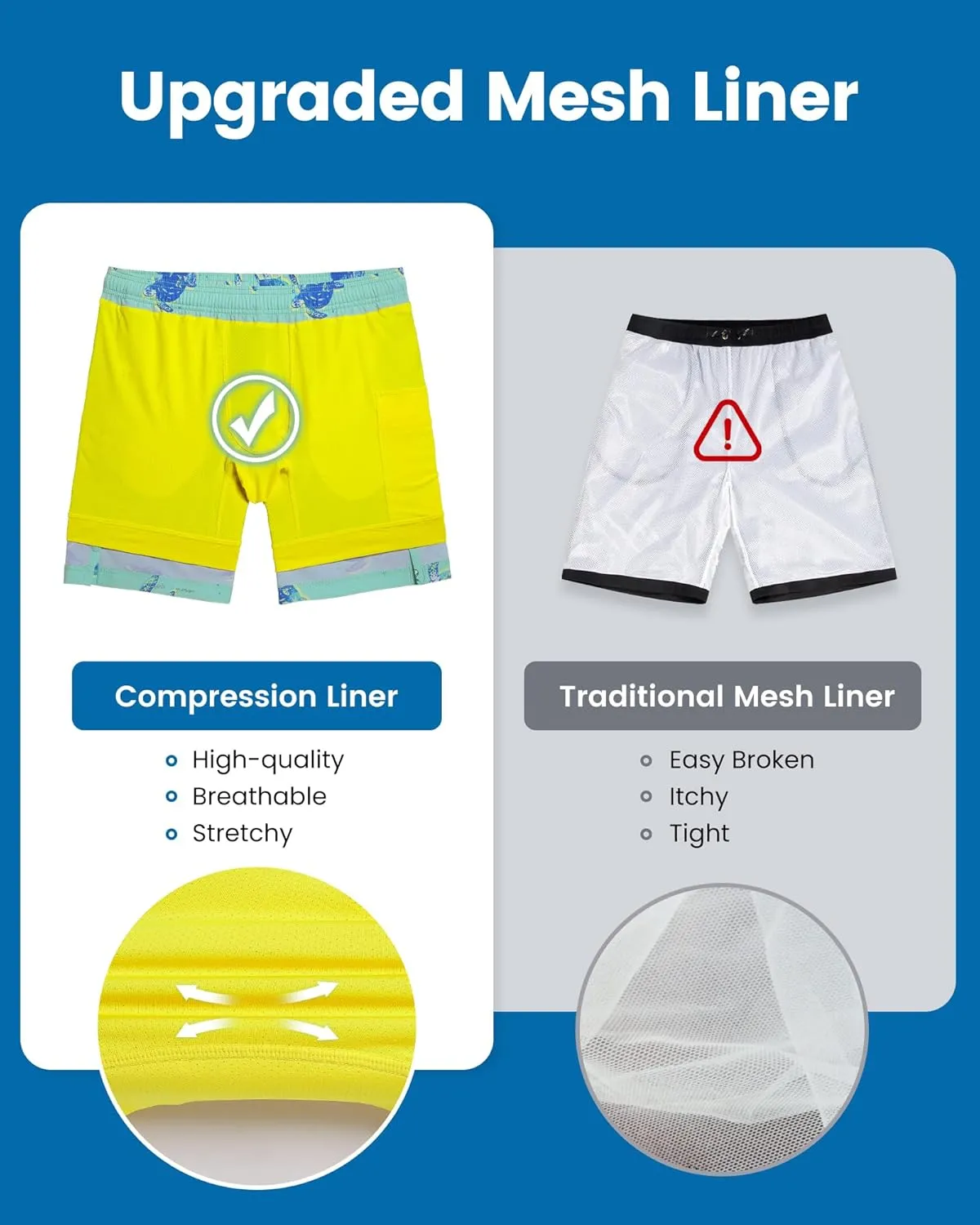 maamgic Mens Swim Trunks with Compression Liner 7 Inch Inseam Mens Bathing Suit Quick Dry Swimming Trunks Swimsuit