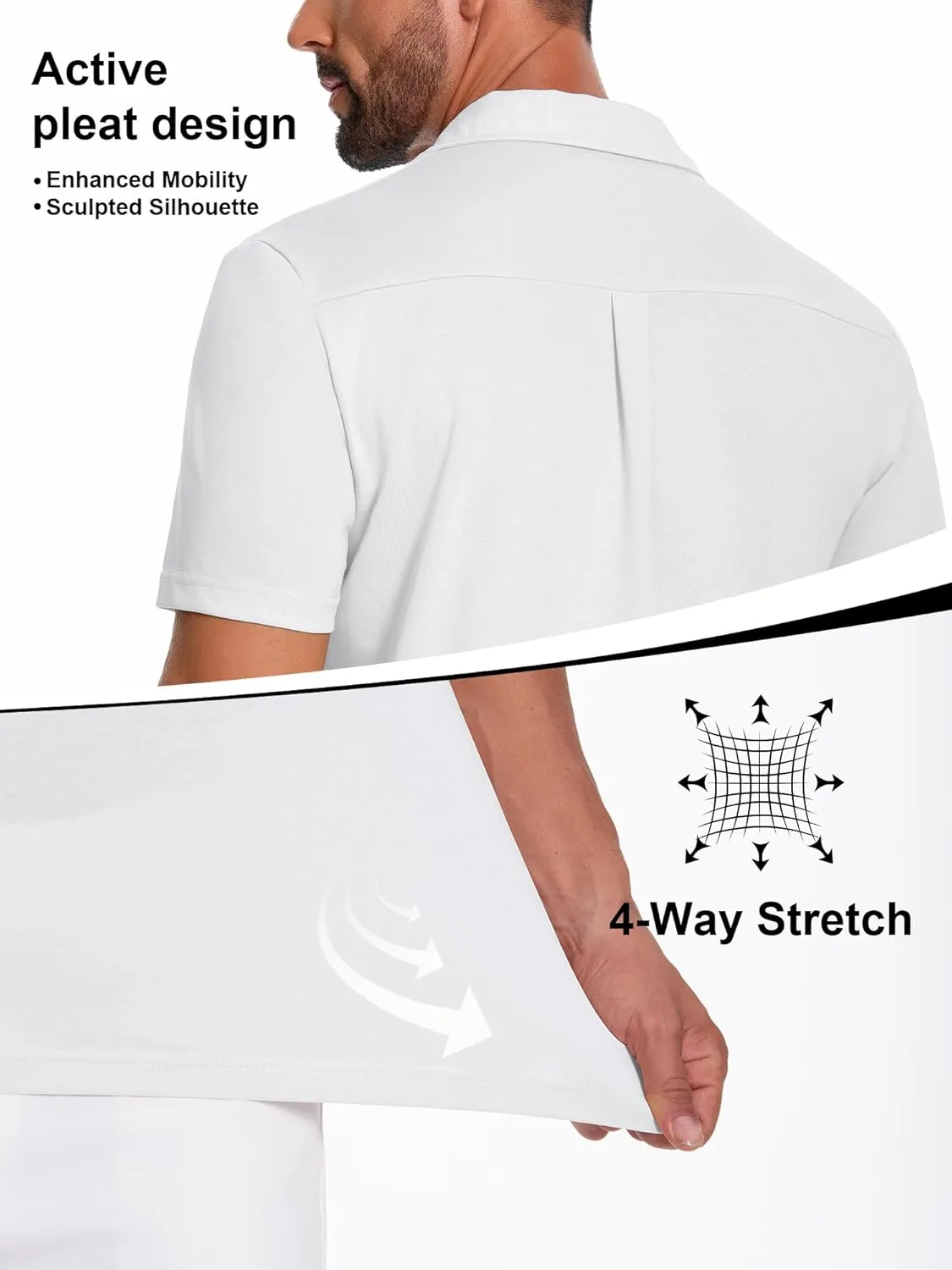 Mens Polo Shirts Short Sleeve Quick Dry Golf Casual Collared Tops Moisture Workout Cotton Polo T Shirts