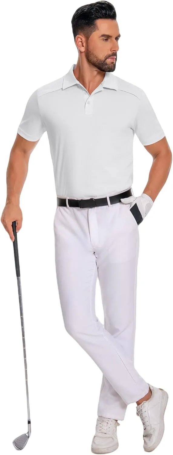 Mens Polo Shirts Short Sleeve Quick Dry Golf Casual Collared Tops Moisture Workout Cotton Polo T Shirts