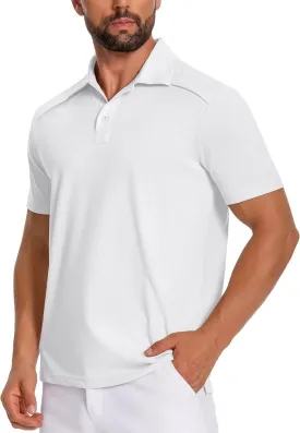 Mens Polo Shirts Short Sleeve Quick Dry Golf Casual Collared Tops Moisture Workout Cotton Polo T Shirts