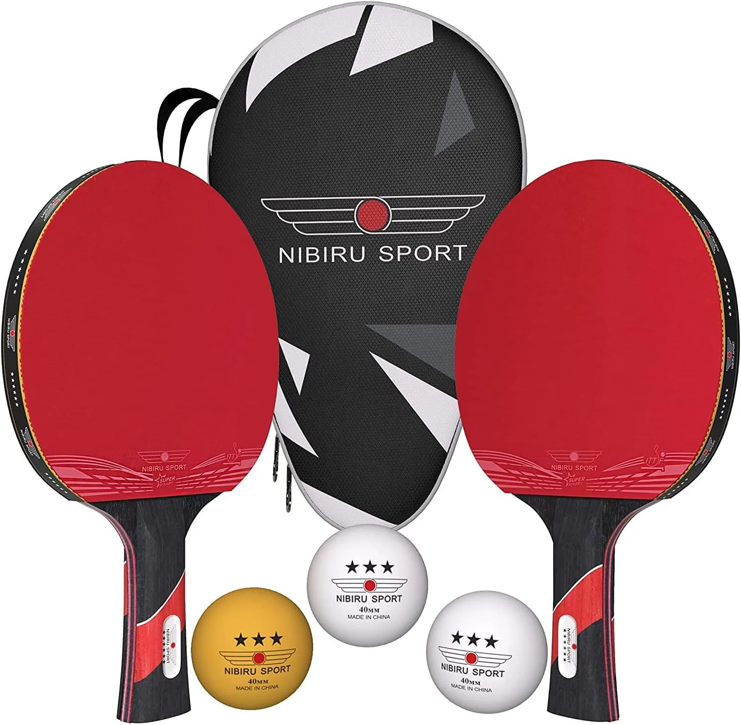 NIBIRU SPORT Professional Ping Pong Paddle Sets, 2 Paddle or 4 Paddle Table Tennis Set with Tournament Quality Balls and Carry Bag/Storage Case, Table Tennis Equipment & Ping Pong Accessories