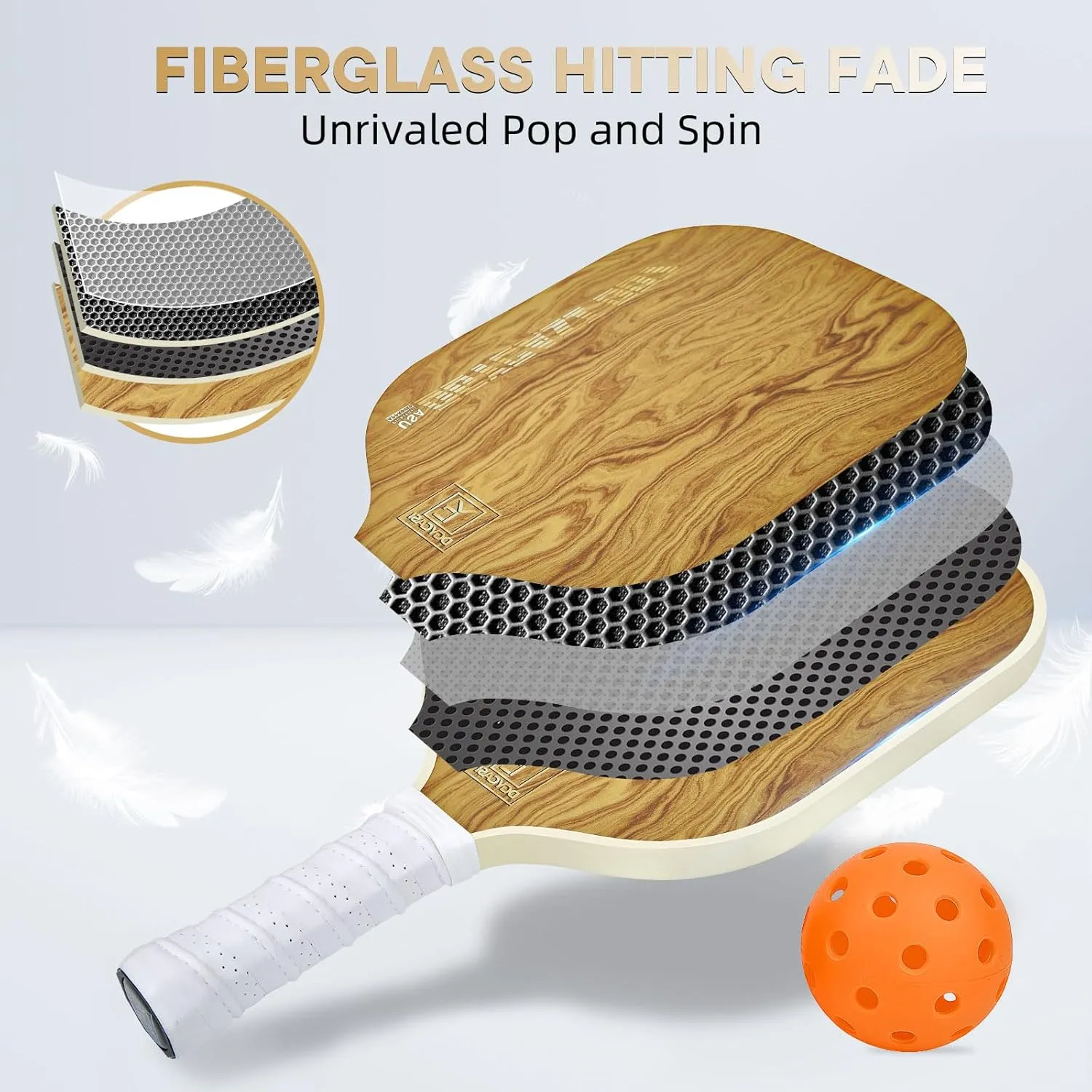 Pickleball Paddles Set of 2, 2025 USAPA Approved Pickleball Set, Fiberglass Lightweight Pickle Ball Rackets 2 Pack, 2 Outdoor Pickleball, 2 Indoor Pickleball Balls, 1 Pickleball Bag for Women and Men