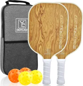 Pickleball Paddles Set of 2, 2025 USAPA Approved Pickleball Set, Fiberglass Lightweight Pickle Ball Rackets 2 Pack, 2 Outdoor Pickleball, 2 Indoor Pickleball Balls, 1 Pickleball Bag for Women and Men