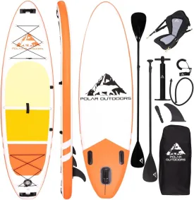 Polar Outdoors by Roc Inflatable Stand Up Paddle Board with Premium SUP Paddle Board Accessories, Wide Stable Design, Non-Slip Comfort Deck for Youth & Adults