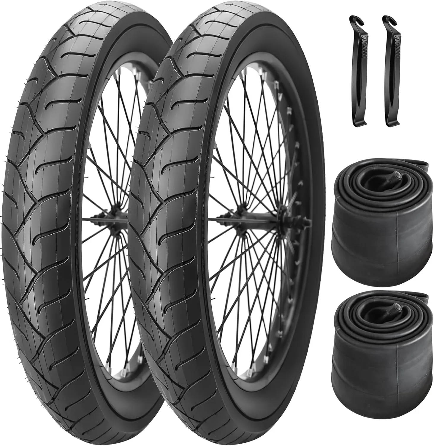 SIMEIQI 20 x 3.0 inch Fat Bike Tires or with 32mm Schrader Valve Bike Tubes Compatible with Urban Street Mountain Beach Bicycle Tire