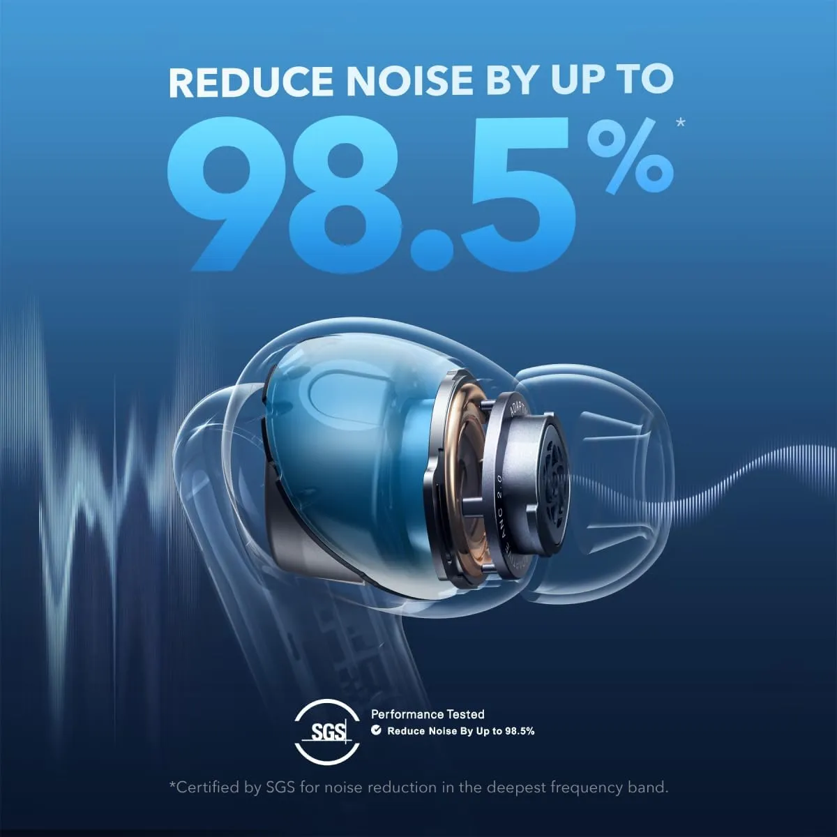 Soundcore by Anker Liberty 4 NC Noise Cancelling Earbuds, 98.5% Noise Reduction, Adaptive Noise Cancelling to Ears and Environment, Hi-Res Sound, 50H Battery, Wireless Charging, Bluetooth 5.3