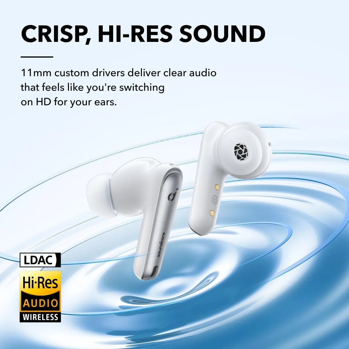Soundcore by Anker Liberty 4 NC Noise Cancelling Earbuds, 98.5% Noise Reduction, Adaptive Noise Cancelling to Ears and Environment, Hi-Res Sound, 50H Battery, Wireless Charging, Bluetooth 5.3