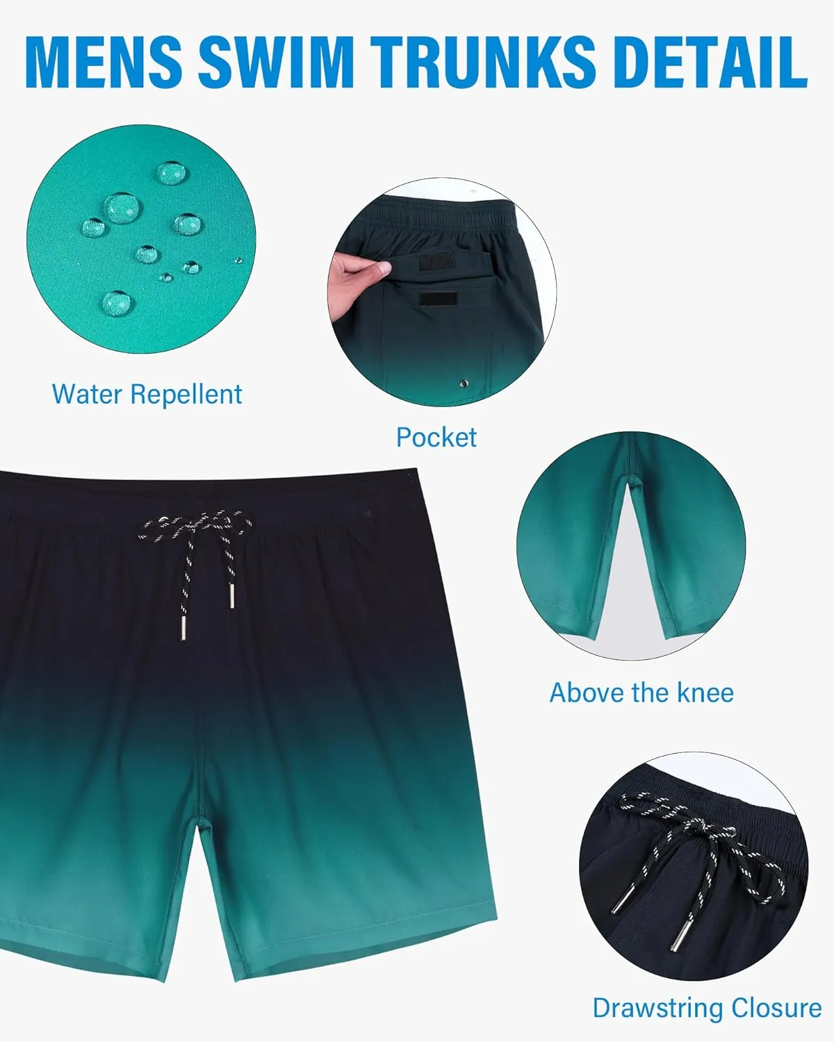 Swim Trunks Mens 7 Inch Bathing Suit with Mesh Liner Men's Stretch Swimwear Quick Dry Swimsuit Beach Shorts