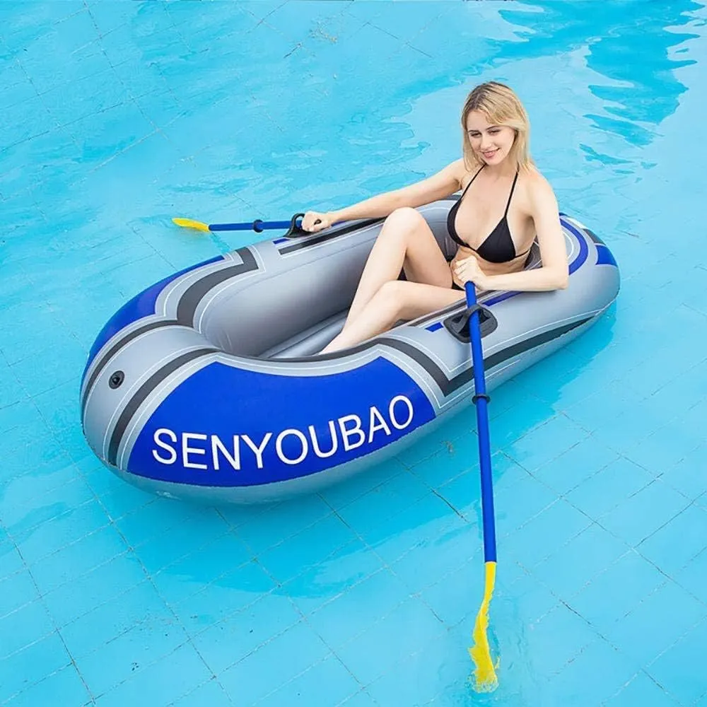 Two Person Kayak, Lightweight Inflatable Boat Kayak, for 2 Adults and 1 Child, River Fishing Boat, Raft Boat, Water Sports,Blue