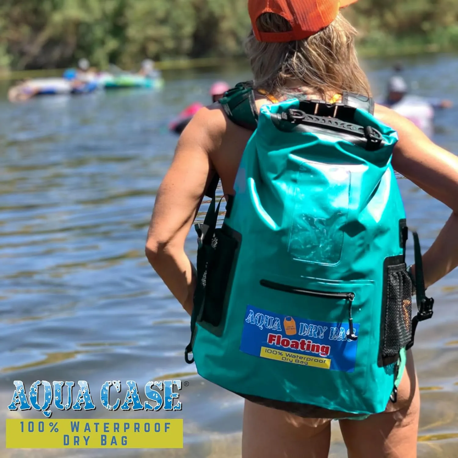 Waterproof Backpack 28L Teal Dry Bag Cell Phone Pouch with Exterior Window for Easy Use During All Water Sports | 28L Large Capacity | Ideal for Hiking, Boating, Rafting and Travel