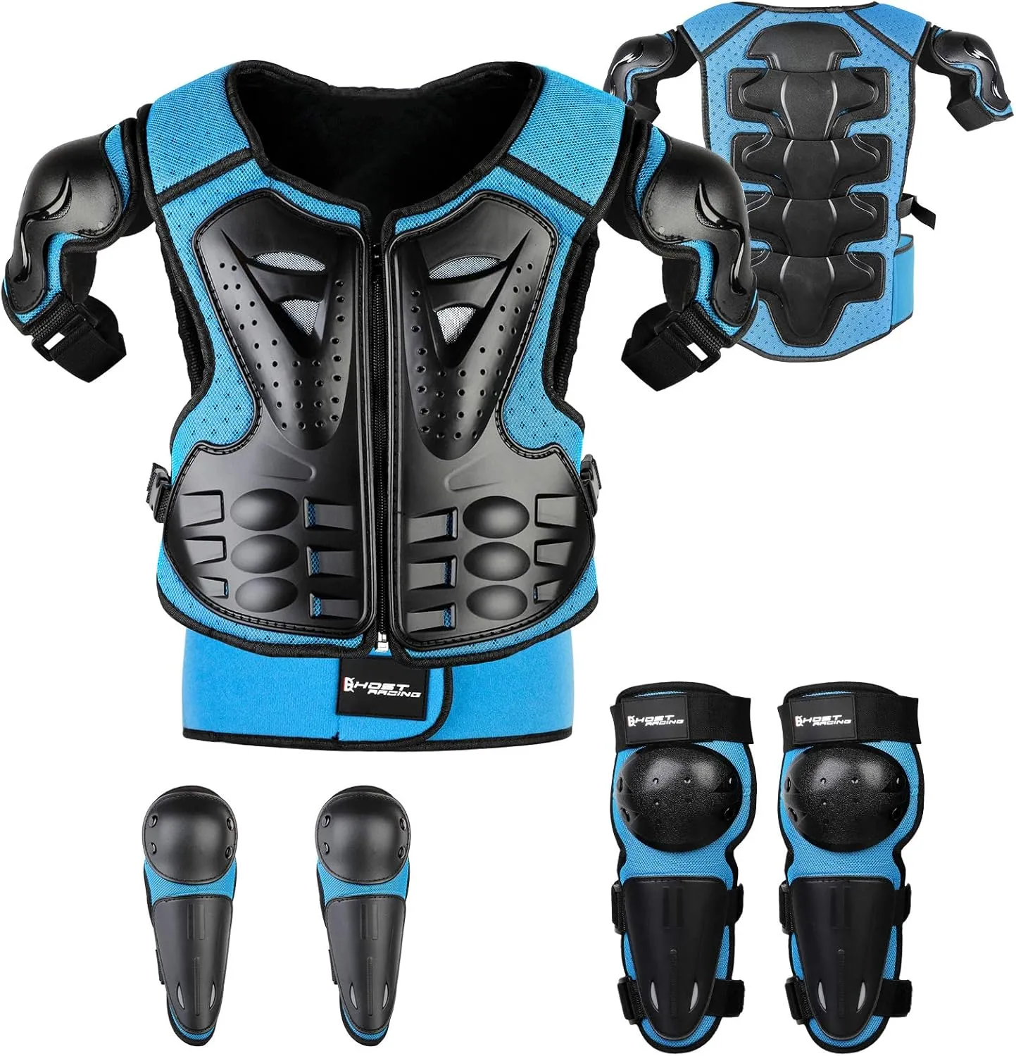 Youth Dirt Bike Gear, JUSTDOLIFE 5 PCS Motorcycle Armbor Protection Jacket, Kids Motorcycle Armor with Knee Pads Elbow Pads Chest Protector Racing for Outdoor Sports